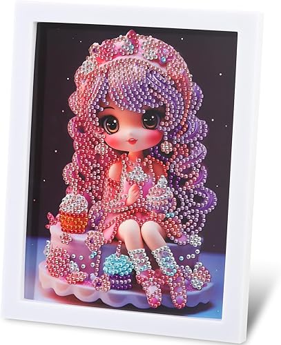 PracticeJQDEN Kits de pintura de diamantes 5D, arte de gemas para niños, kits de pintura por números con marco, kits de manualidades y puntos para