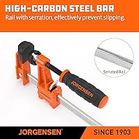 Vista 4 de Jorgensen Juego de 2 abrazaderas de barra de acero, 4 pulgadas de servicio ligero, límite de carga de 300 libras, para carpintería