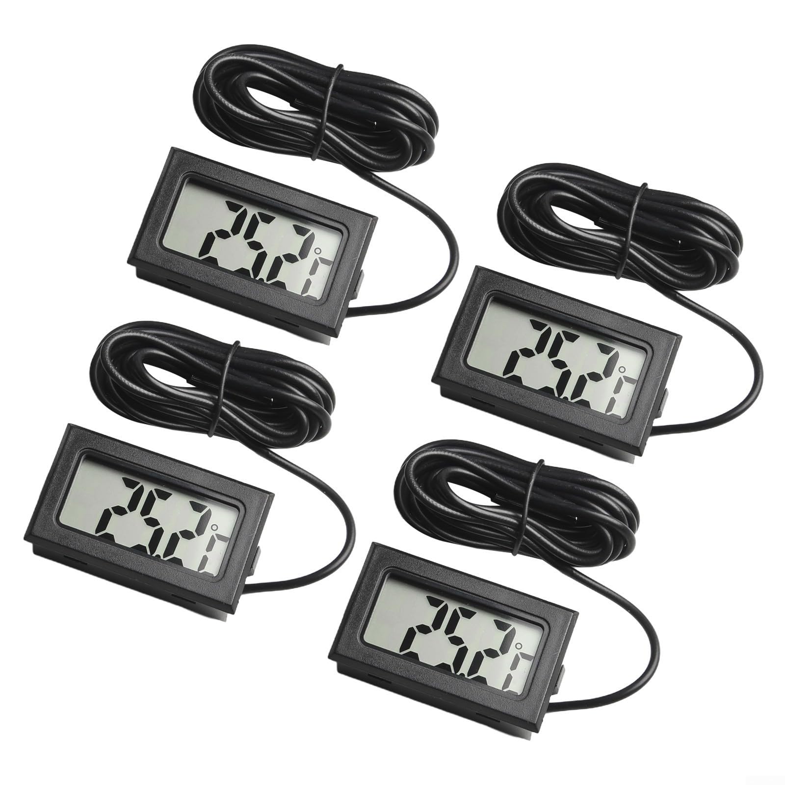 4 Pack Digital Thermometer with LCD Display and 2 Meter Sensor Cable for Aquarium Refrigerator Freezer Greenhouse Monitoring