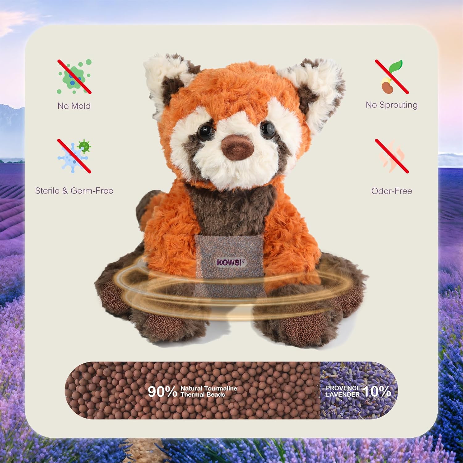 KOWSI® AI DouBao Interactive Talking Red Panda Plush – 1.4LB Microwavable Heatable Stuffed Animal with Tourmaline Lavender Heat Pad - 10" Educational STEM Toy Gifts to Learning Language Speaking