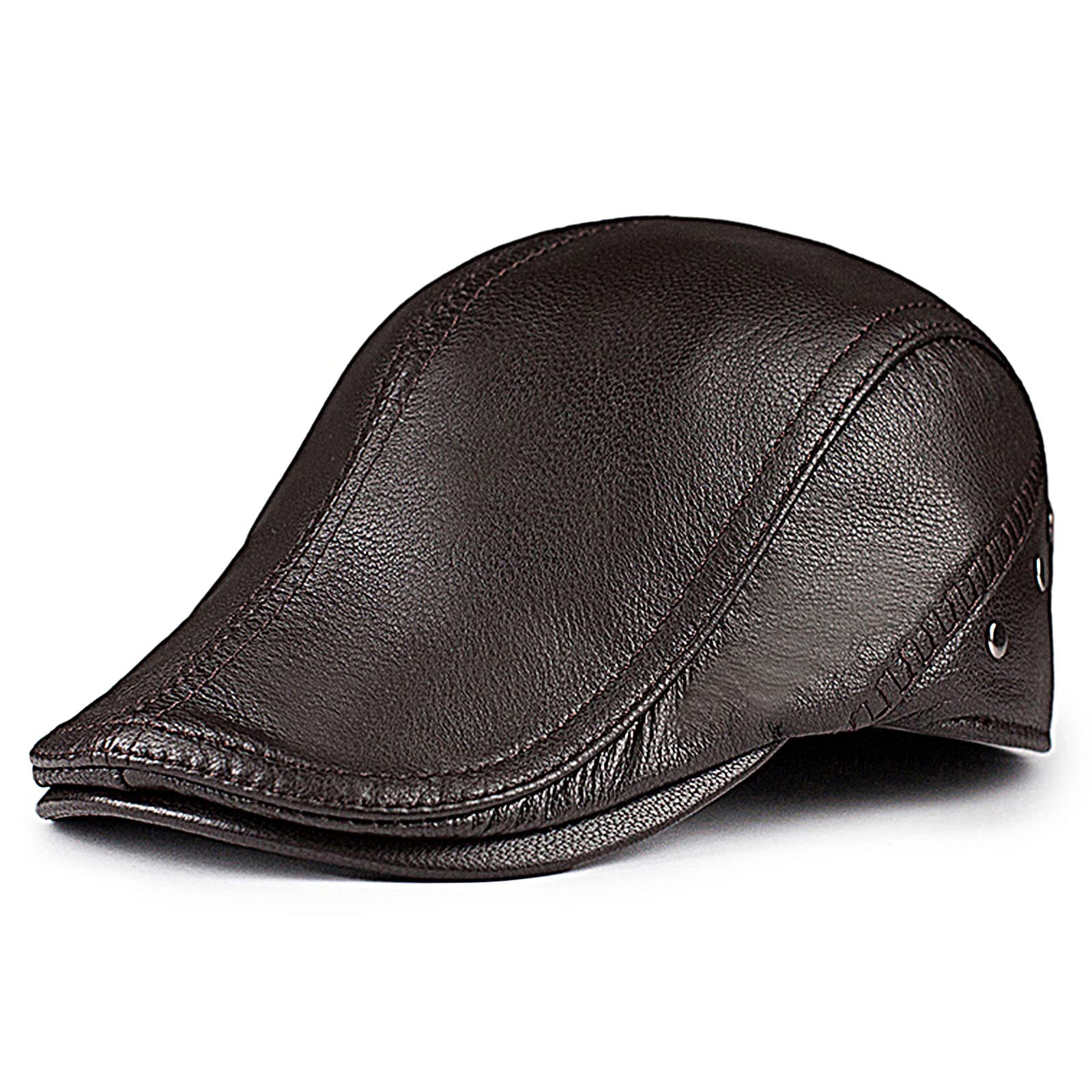 czapki męskie, czapka zimowa męska, czapka skórzana Ivy Gatsby czapka gazeciarz czapka, czapki kierowcy dla mężczyzn czapka termiczna z kaczym dziobem,Dark brown,L(55 56cm)