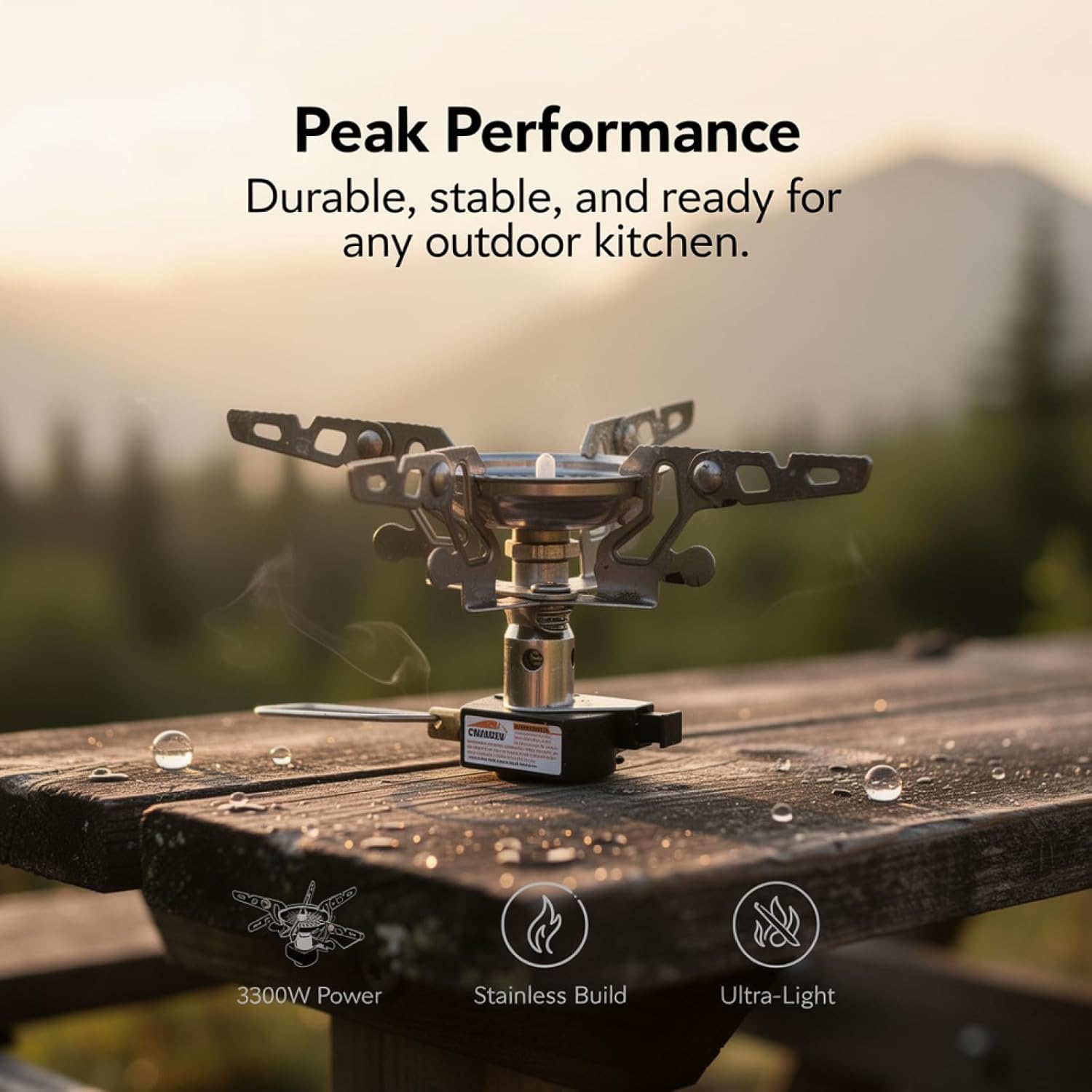 3600W Portable Folding Gas Stove With Storage Box, Stainless Steel Camping Cooker, 5.6 X 3.9 In Compact Stove For Camping Backpacking