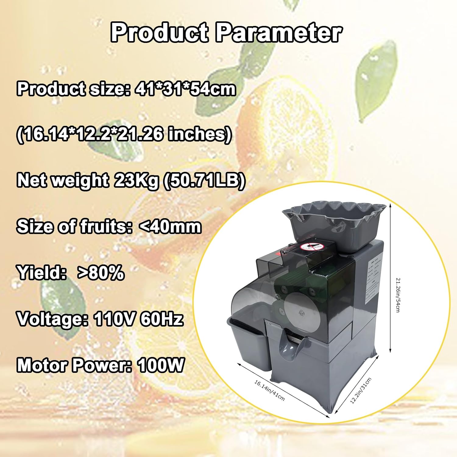 INTBUYING Commercial Orange Juicer Machine, Automatic Citrus Juicer 110V, Orange Lemon Squeezer Extractor with Pull-Out Filter Box Storage Basket and Peel Bucket