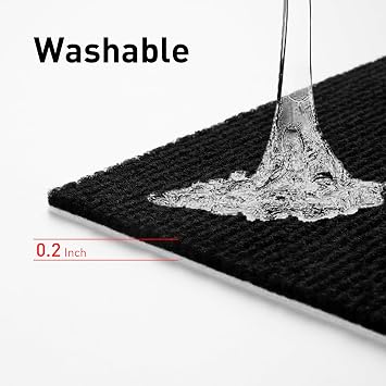 Livelynine Black Carpet Tiles with Padding Attached Black Carpet Squares Padded Non Slip Washable Rug Tiles for Floor Kitchen Tile 4pcs 11.8x11.8 Flooring for Bedroom Basement Home Kids Basement