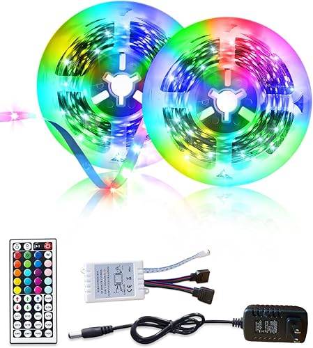 Luces LED para dormitorio de 32.8 pies, kit de tiras de luces LED con control remoto de 44 teclas, 300 LED, SMD 2835 RGB para dormitorio,