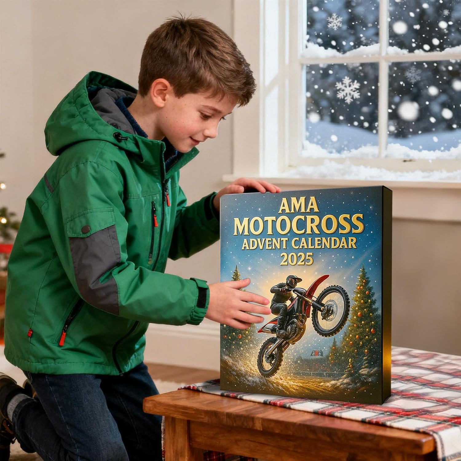 Calendario de Adviento Motocross 2025, cuenta regresiva 24 días Navidad mini motos figuras pilotos decoración acrílico 2D