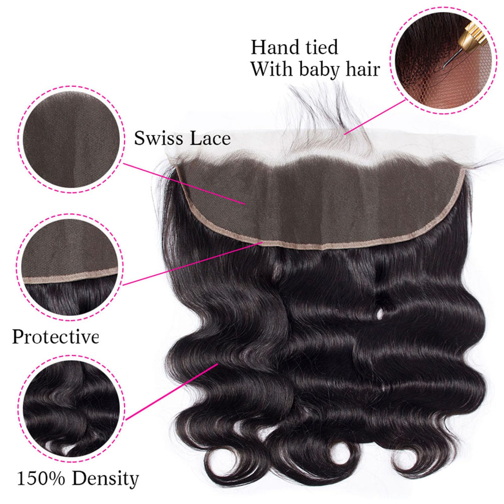 Brazilian Virgin Human Hair Body Wave Bundles with Closure