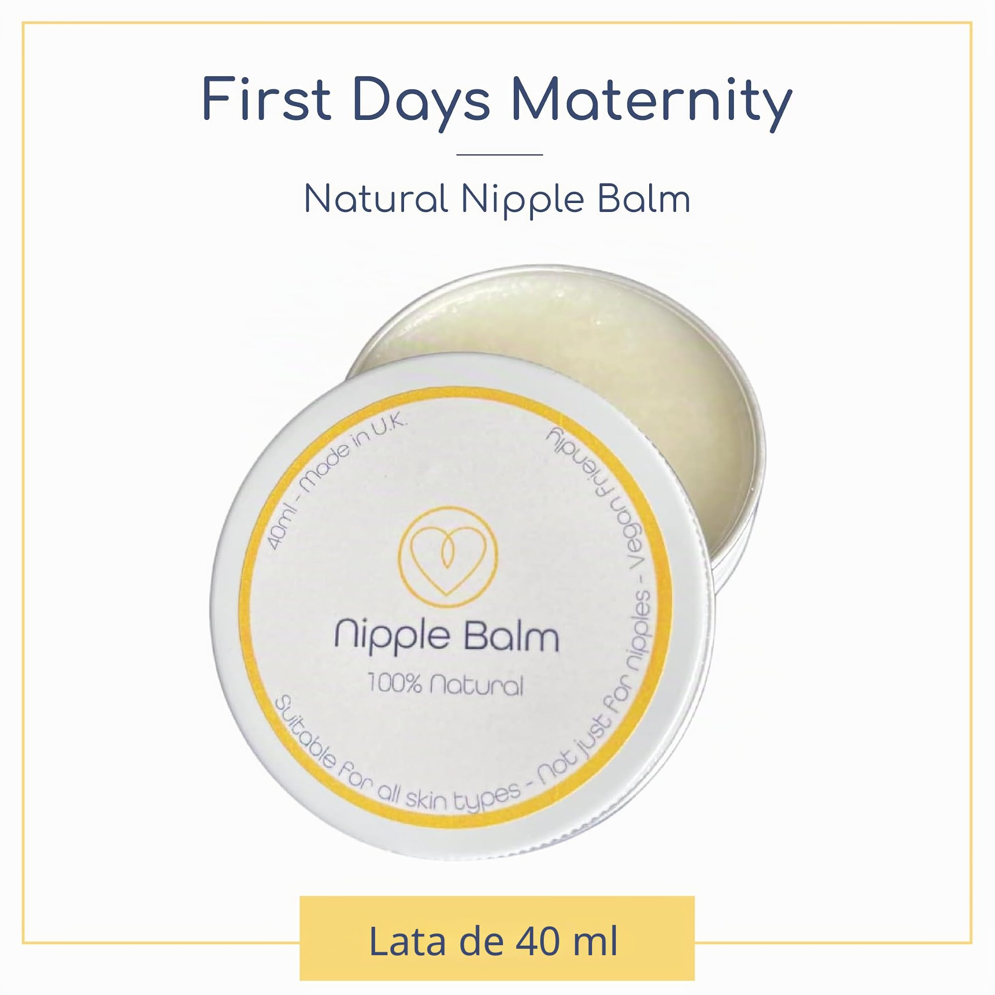 First Days Maternity - Bálsamo natural para pezones, calma y protege los pezones doloridos, apto para todo tipo de piel, apto para veganos, 40ml