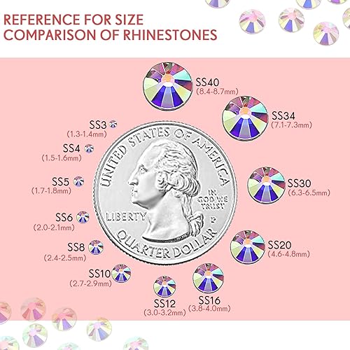 Miniatura 3 de 2880 piezas de diamantes de imitación de cristal con parte trasera plana, piedras redondas, diamantes de imitación, cuentas redondas de cristal