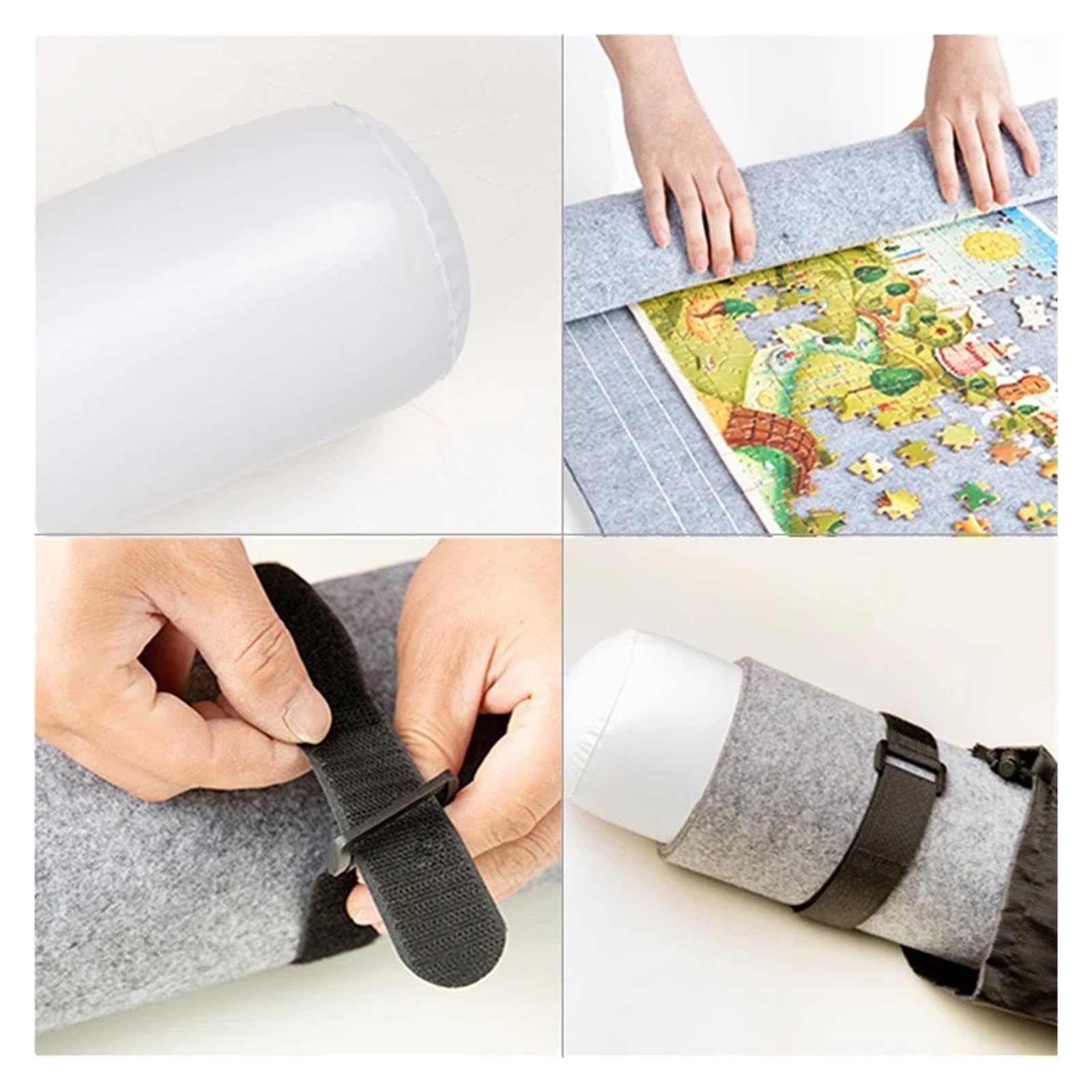 Tappetino portaoggetti for Puzzle da 1000~3000 Pezzi, Arrotolabile, interattivo, Portatile, da Viaggio, Pieghevole, in Feltro, Arrotolabile per Puzzle, Giochi(3000 Black Mat)
