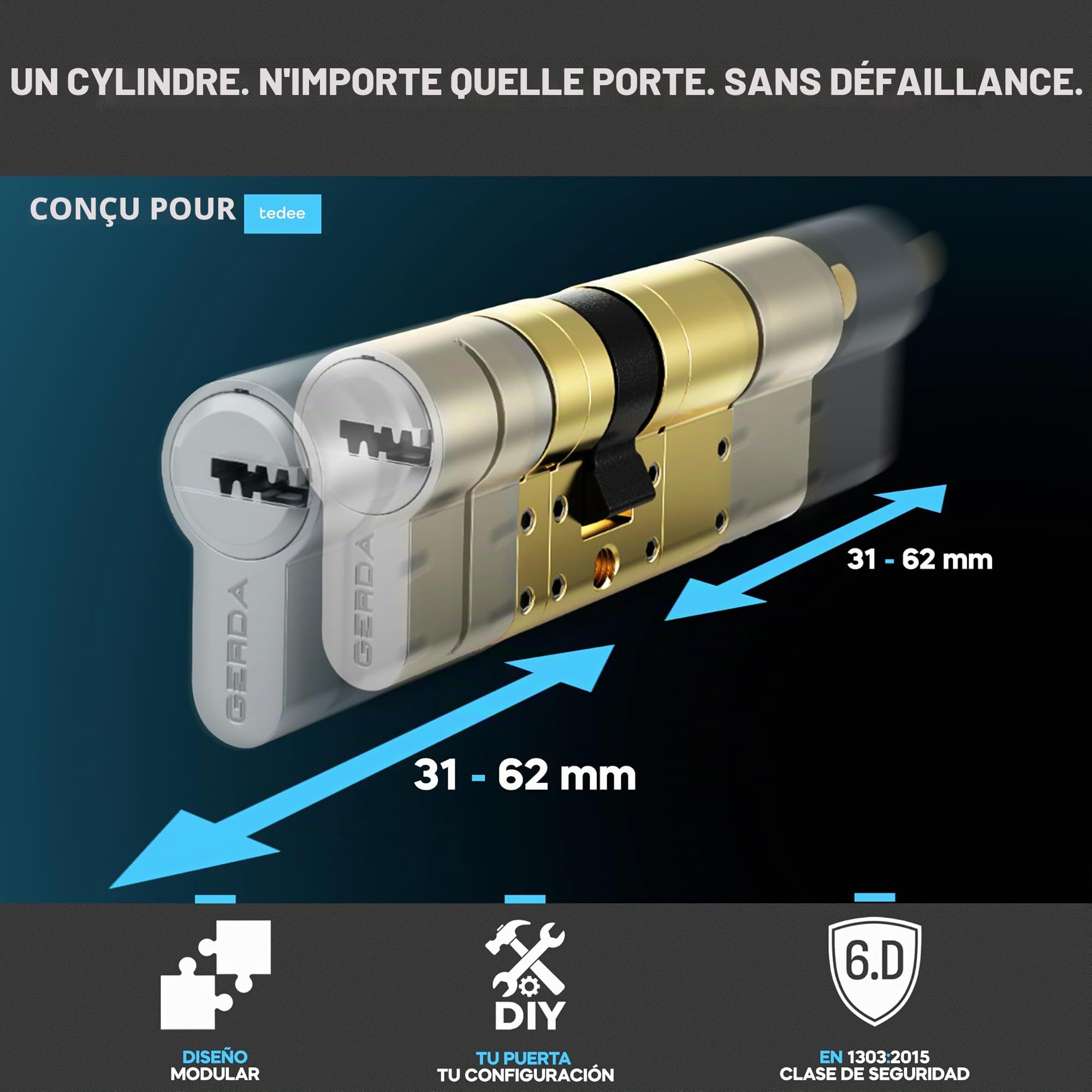 Tedee GO2 Alu Serrure Intelligente Connectée avec Keypad PRO et Cylindre EXXO Smart | Sécurité Classe 6, Empreinte Digitale, Entrée sans Clé | Compatible Matter, Alexa, Google Home, Apple, SmartThing