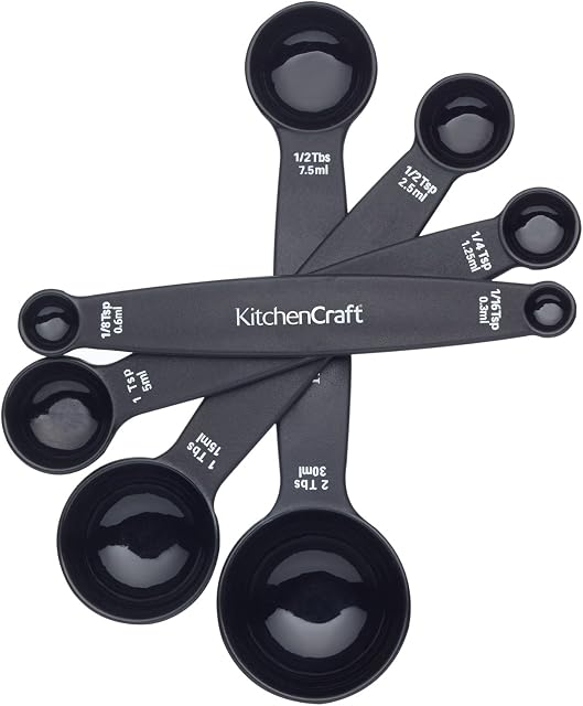KitchenCraft KCMSPOONSET Set of 4 Nesting Magnetic Measuring Spoons, Black