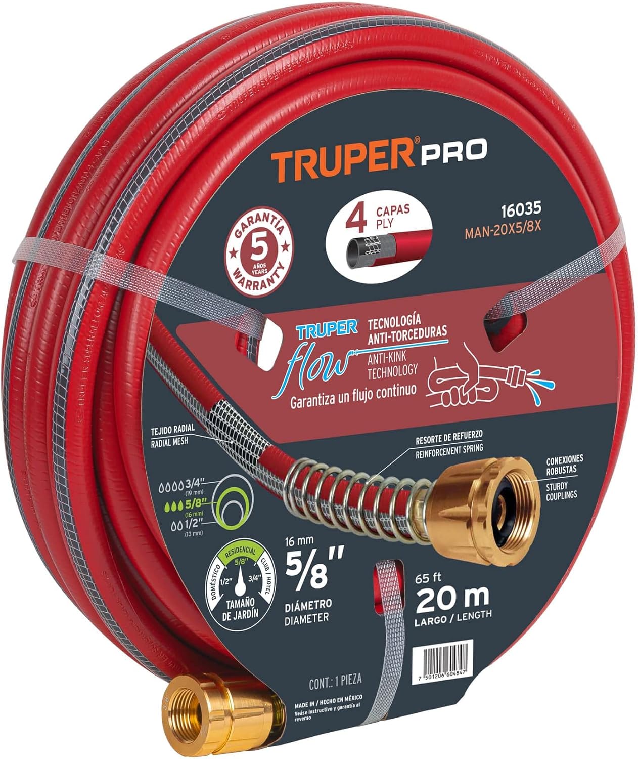 Hose 5/8, super reinforced four layers, metal connections, 20m