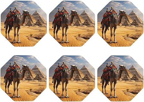 Miniatura 10 de Juego de 6 posavasos para bebidas, de piel sintética, con soporte, posavasos de 4 pulgadas para mesa de café, juego de posavasos piramidales para