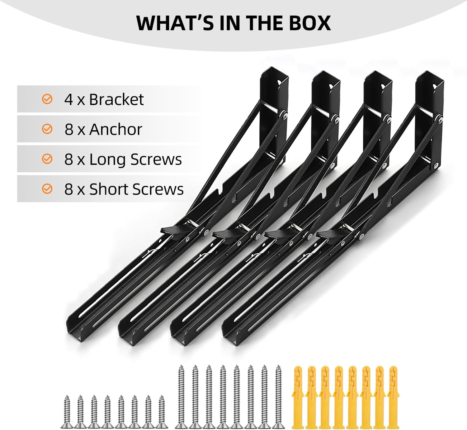 Folding Shelf Brackets 24 inch Foldable Shelf Bracket Heavy Duty Collapsible Shelf Brackets DIY Wall Mounted Fold Down Table Bracket Space-Saving for Benches Workstation (4PC, Max.Load 177 lbs)