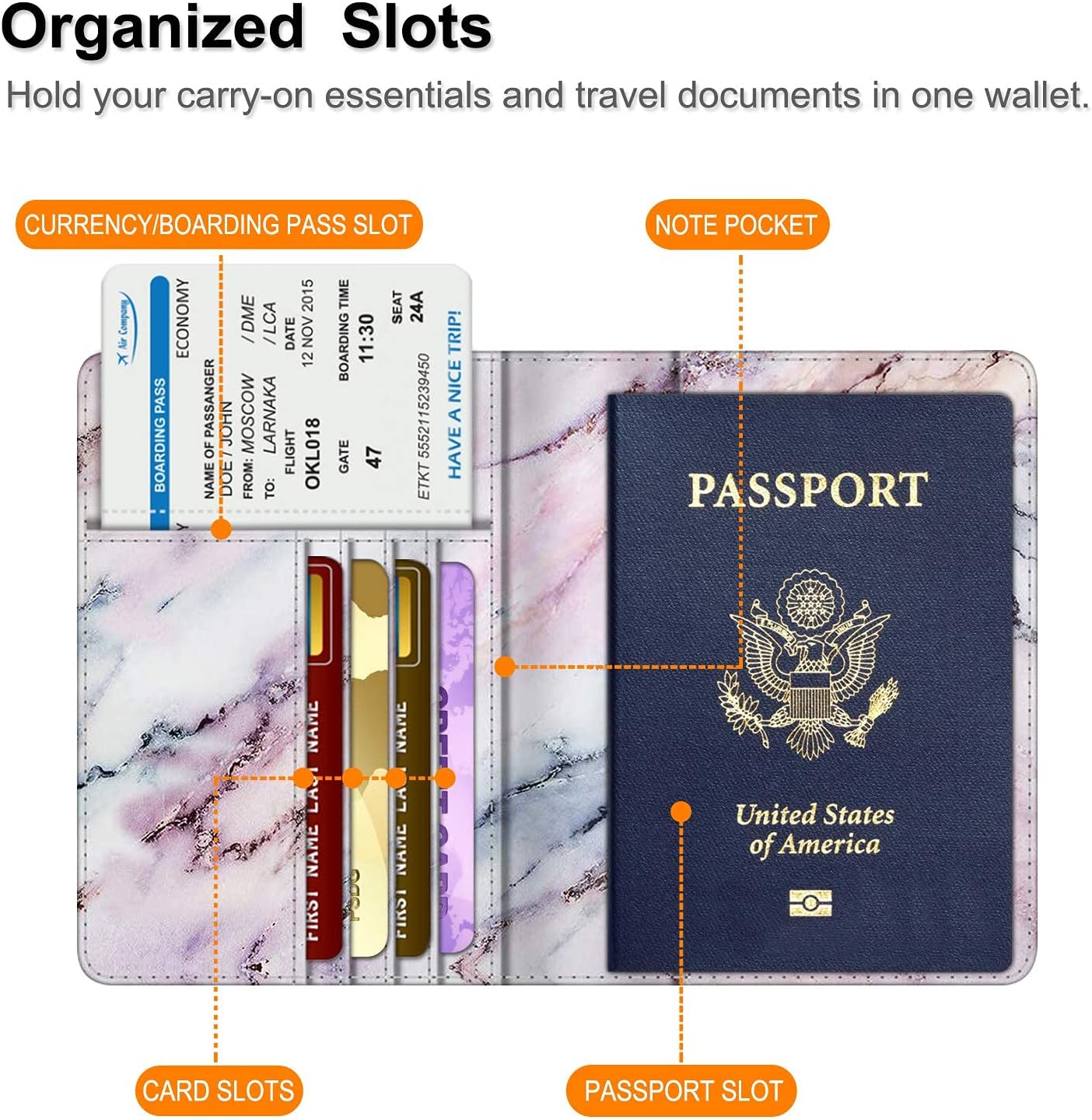 Passport Cover & 2Pcs Luggage Tag Set - Fintie Travel Passport Organizer Holder with 2 Pcs Bag Suitcase Name ID Labels, Marble Pink : Clothing, Shoes & Jewelry