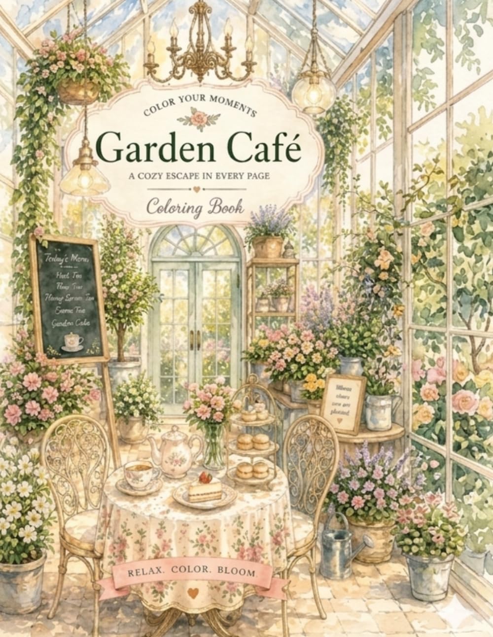 Cozy Cafe Coloring Book for Adults: Relaxing Stylish Café Interiors, Garden Cafes, Afternoon Tea, Dessert Tables & Charming Coffee Moments