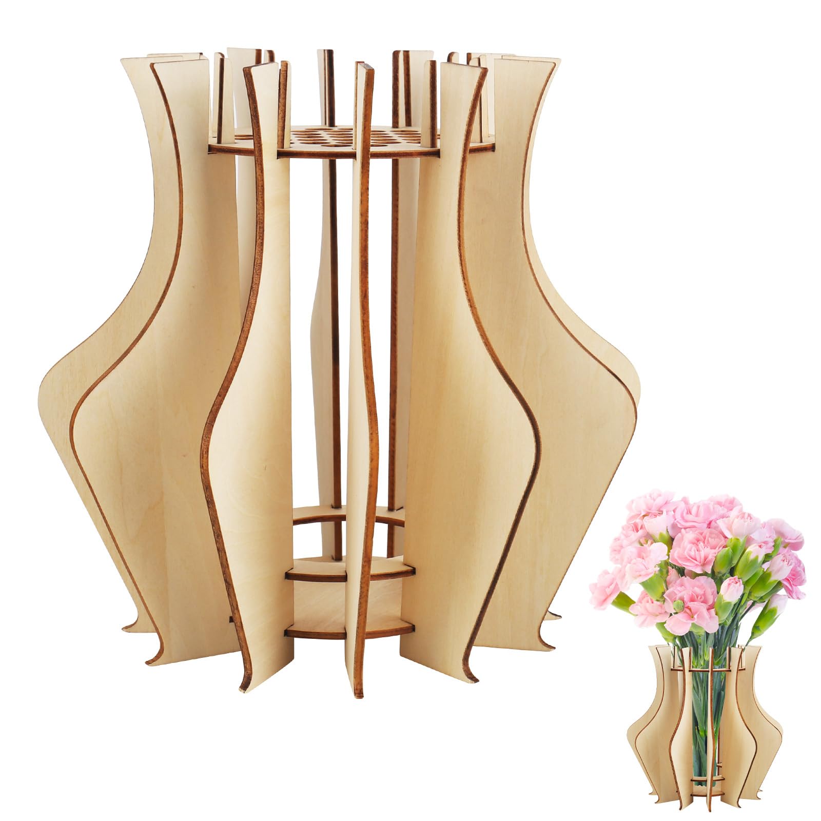 XCRPRT Jarrón para Flores de Lego, Juego de construcción de jarrón de Madera, Rompecabezas de Madera, jarrón de Flores para Lego Ramo de Flores, Soporte para Lego Rosas, Orquídea, Plantas, Regalo