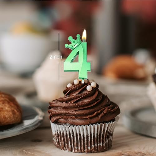 Miniatura 87 de Blue Number 4 Birthday Cake Candle, 3D Shape Crown Birthday Number Candle, 4th Birthday Party Blue Theme Cake Topper Decorations (Blue 4)