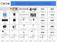 Vista 3 de Kit de 480 piezas de componentes electrónicos de 37 valores con módulo de fuente de alimentación, cable de puente, tabla de pan de 830 puntos
