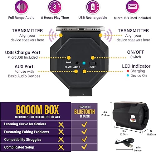 Miniatura 6 de Amplificador de volumen para teléfono, sin Bluetooth ni cables, configura el teléfono inteligente en el altavoz para amplificar el audio, compatible