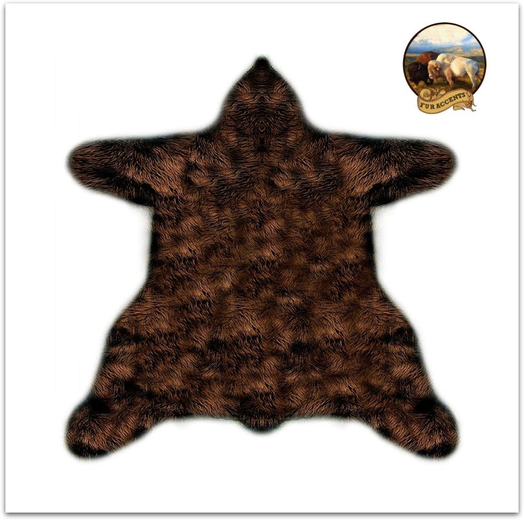 Fur Accents Bear Skin Shag Rug - Plush Premium Faux Fur - Alaskan Bear - Life Size - 6 ' - Available in Nine Designer Colors (White)