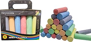 Washable Sidewalk Chalk(24 Count 6 Colors),Jumbo Non-Toxic Outdoor Chalks Set for Art Play and Outdoor Play,Painting on Chalkborad,Blackboard and Playground