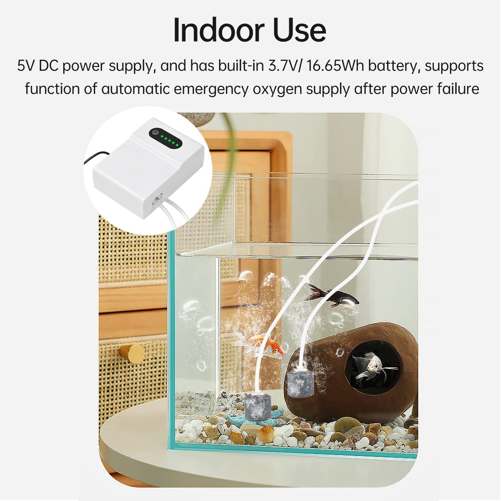 Kavolet Solarluftpumpe für Aquarien, 5 W/6 V Solar Teichbelüfter, Gartenteich Belüftung Sauerstoffpumpe Teich Luftpumpe Teichpumpe, 2 Arbeitsmodi mit Solarpanel/Sauerstoffrohr/2 Luftblasensteinen