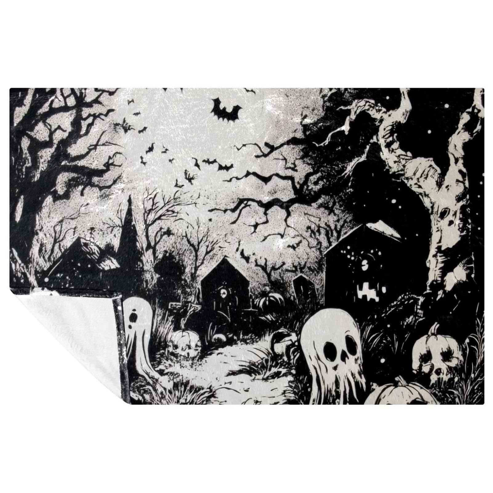 Couverture lit anti-froid plaid moelleux Halloween pour nuits fraîches