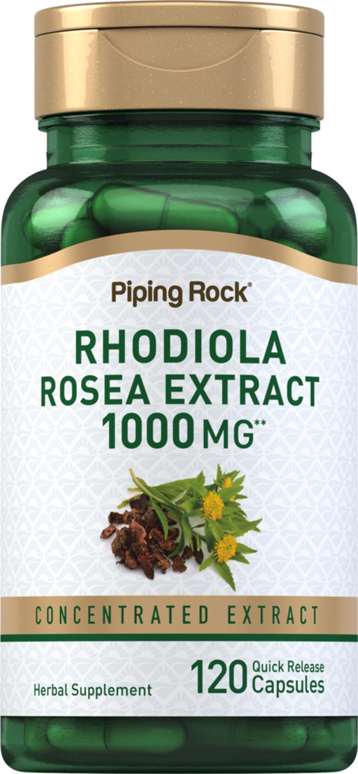 Piping Rock Rhodiola Rosea Extract Supplement |120 Capsules | Concentrated Herbal Root | Non-GMO, Gluten Free