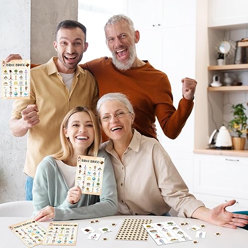 Miniatura 5 de Juego de tarjetas de bingo de la Biblia, 24 jugadores, multicolor, 5 pulgadas x 7 pulgadas, adulto, unisex, más de 180 años