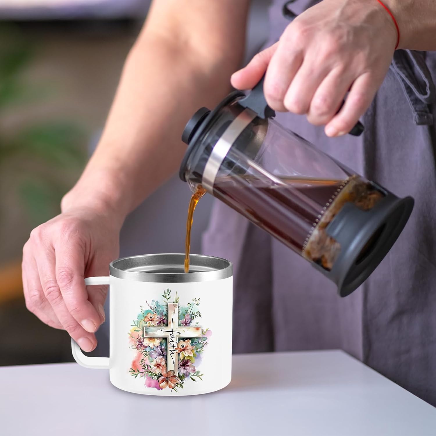 Christian Gifts for Women - Faith Bible Verse Gifts Baptism Coffee Cup - Inspirational Religious Birthday Presents for Women - Catholic Spiritual Christmas Presents Tumbler for Girl Friend 14oz image 3