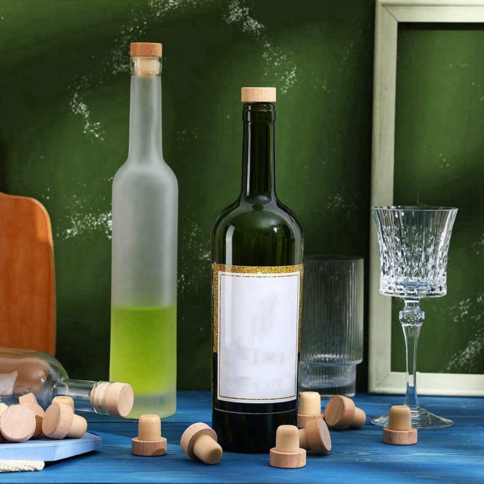 Tappi per Bottiglia di Vino Tappi nel Sughero Un Forma di T per Tappo di Sughero per Vino Tappi per Vino Riutilizzabili nel Legno e Gomma (120 Pezzi)