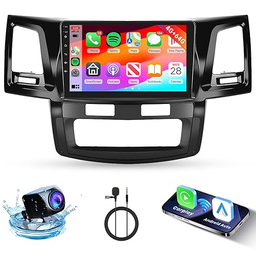 [4G+64G] Stereo for Toyota HILUX 2005-2014 Radio with Wireless Carplay Android Auto, Hodozzy 9 Inch Touch Screen Radio with Bluetooth, GPS, Mirror Link,WiFi, 32EQ, DSP, FM/RDS Radio