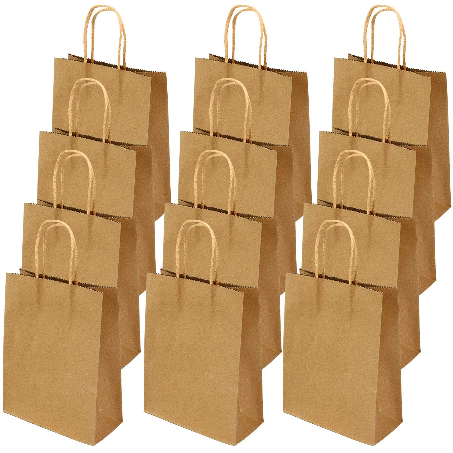 M & K Traders-Kraft Paper Bag Brown With Twisted Handle 25 Pieces(16*22*8 cm) Paper Party Bags Hen Party Bags Kraft Paper Bag Bride Birthday Gift Bag Wedding Celebrations Bags For Party Favour Eid Bag