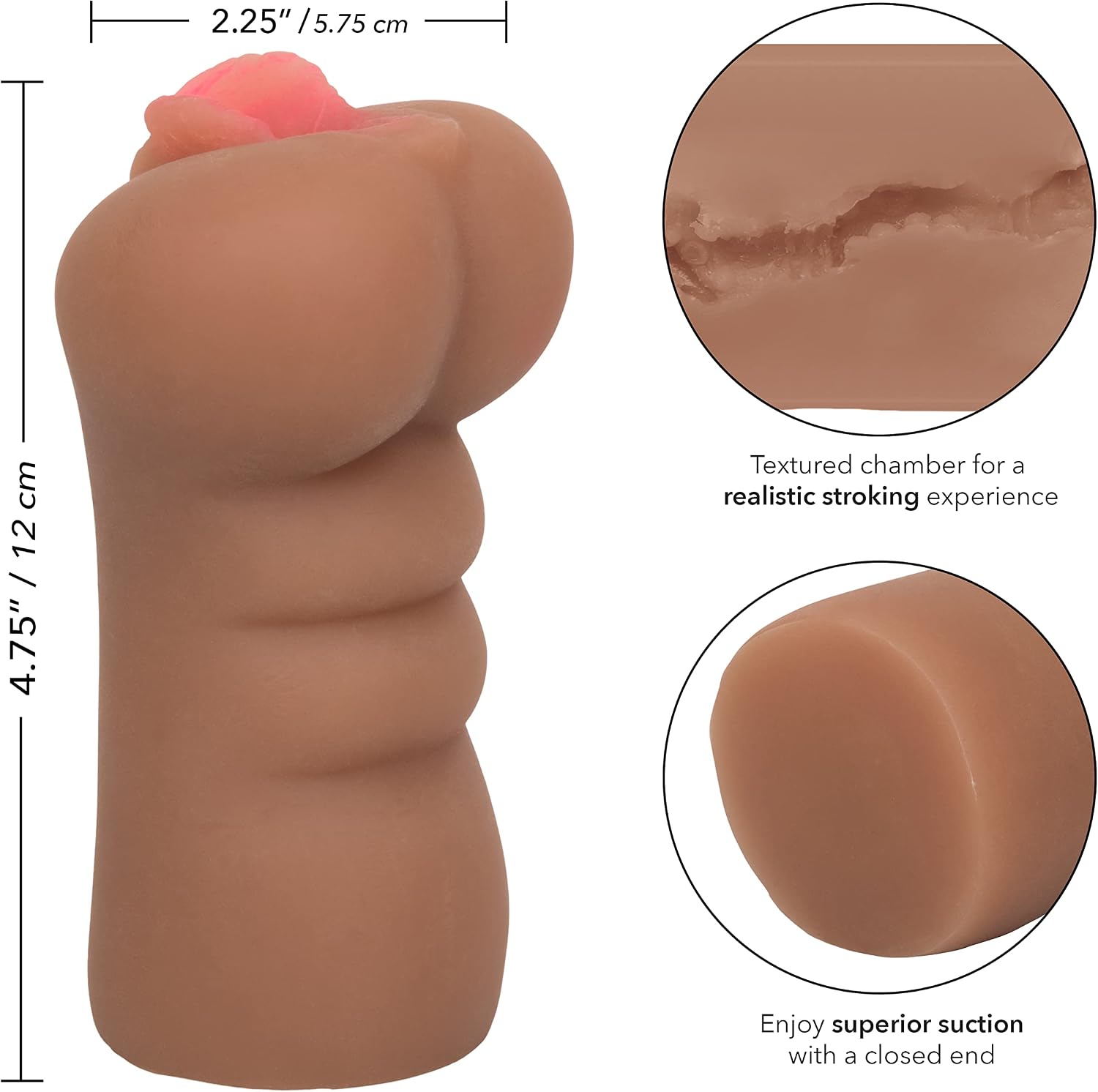 CalExotics Cheap Thrills Naughty Nurse - Travel Sized Male Masturbator - Silicone Masturbation Sleeve – 5 Inch Adult Male Sex Toy - Brown