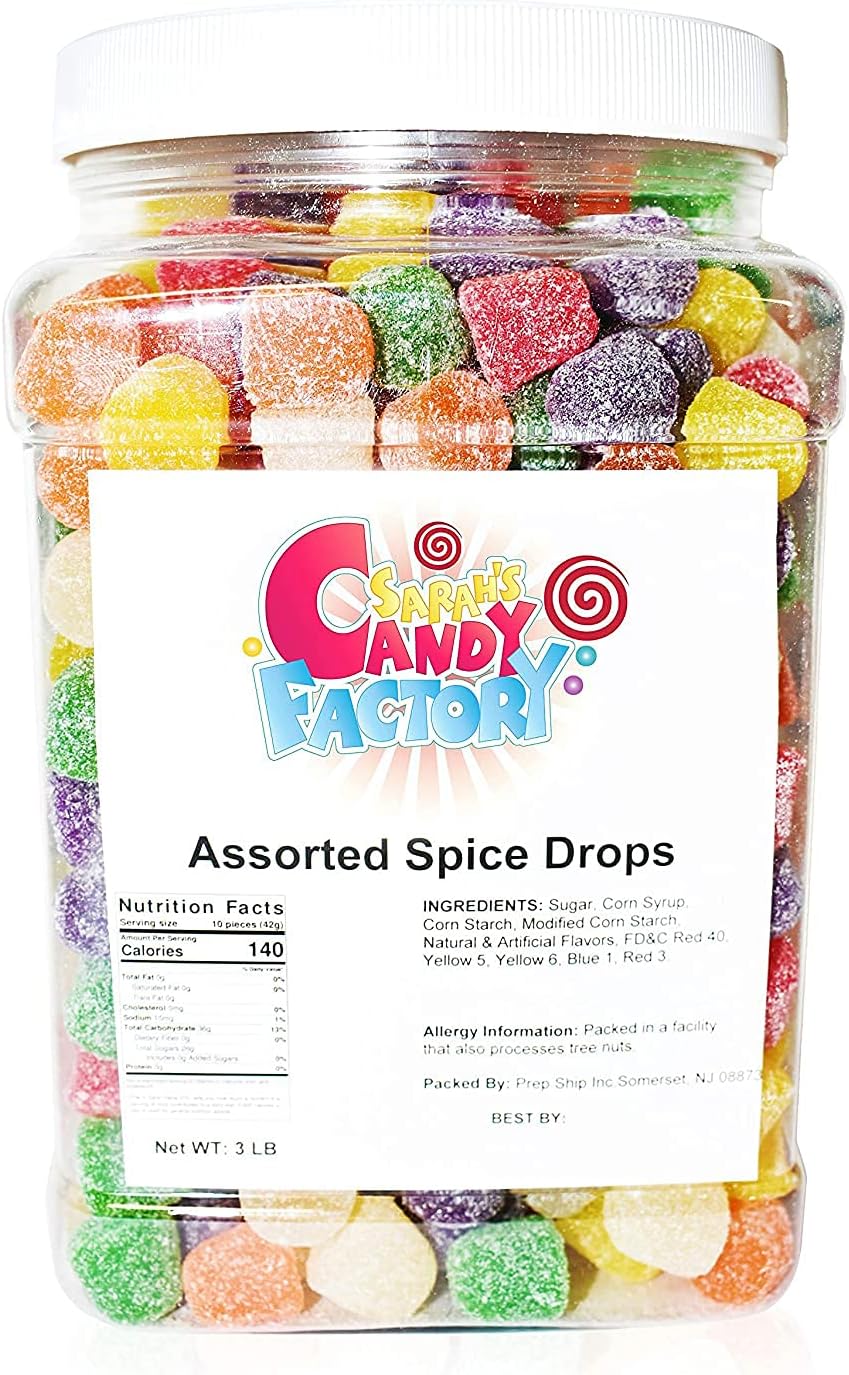 Sarahs Candy Factory Assorted Spice Drops 3 Lbs in Jar