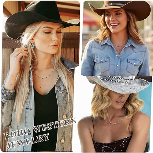 Miniatura 2 de Suyi Collar turquesa con cuentas de plata gargantilla Collares Boho Western Jewelry