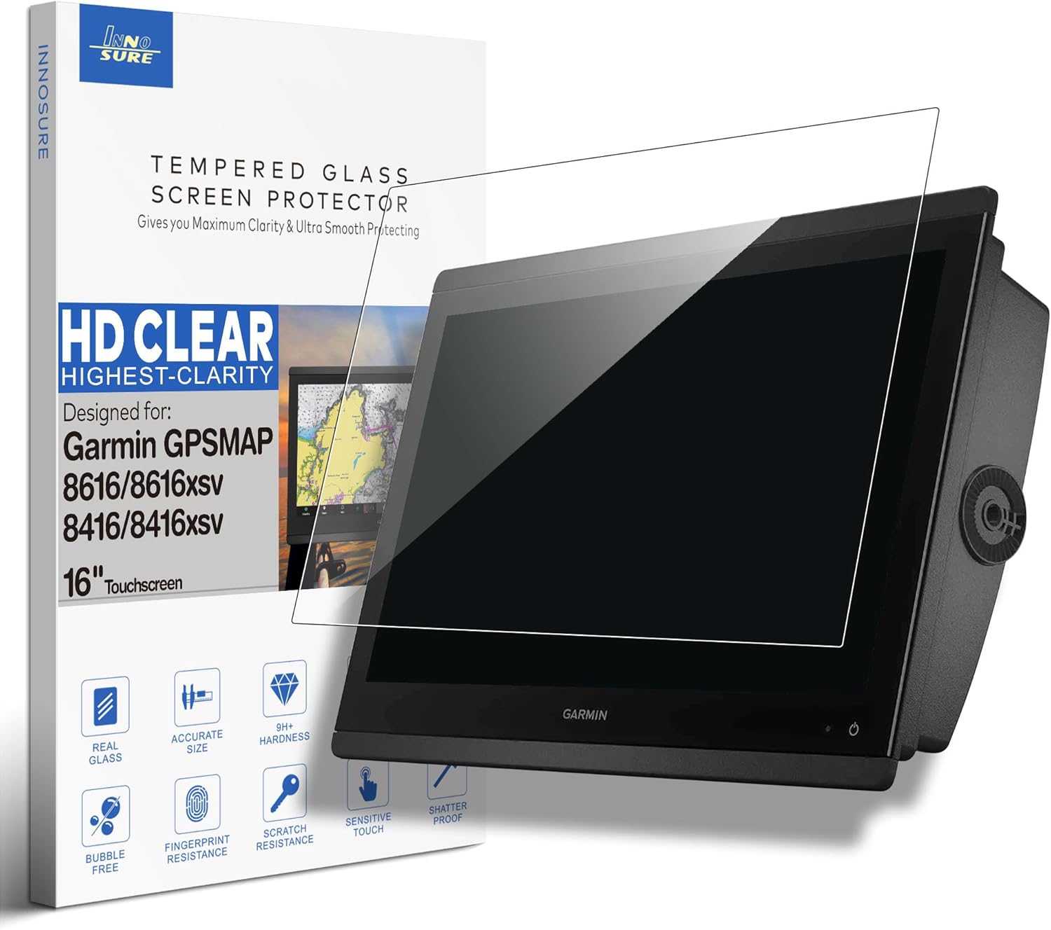 Premium Tempered Glass Screen Protector designed for Garmin GPSMAP 8417MFD / 8617 / 8617MFD Marine Chartplotter 17 Inch Touchscreen 9H Anti Scratch (HD Clear)