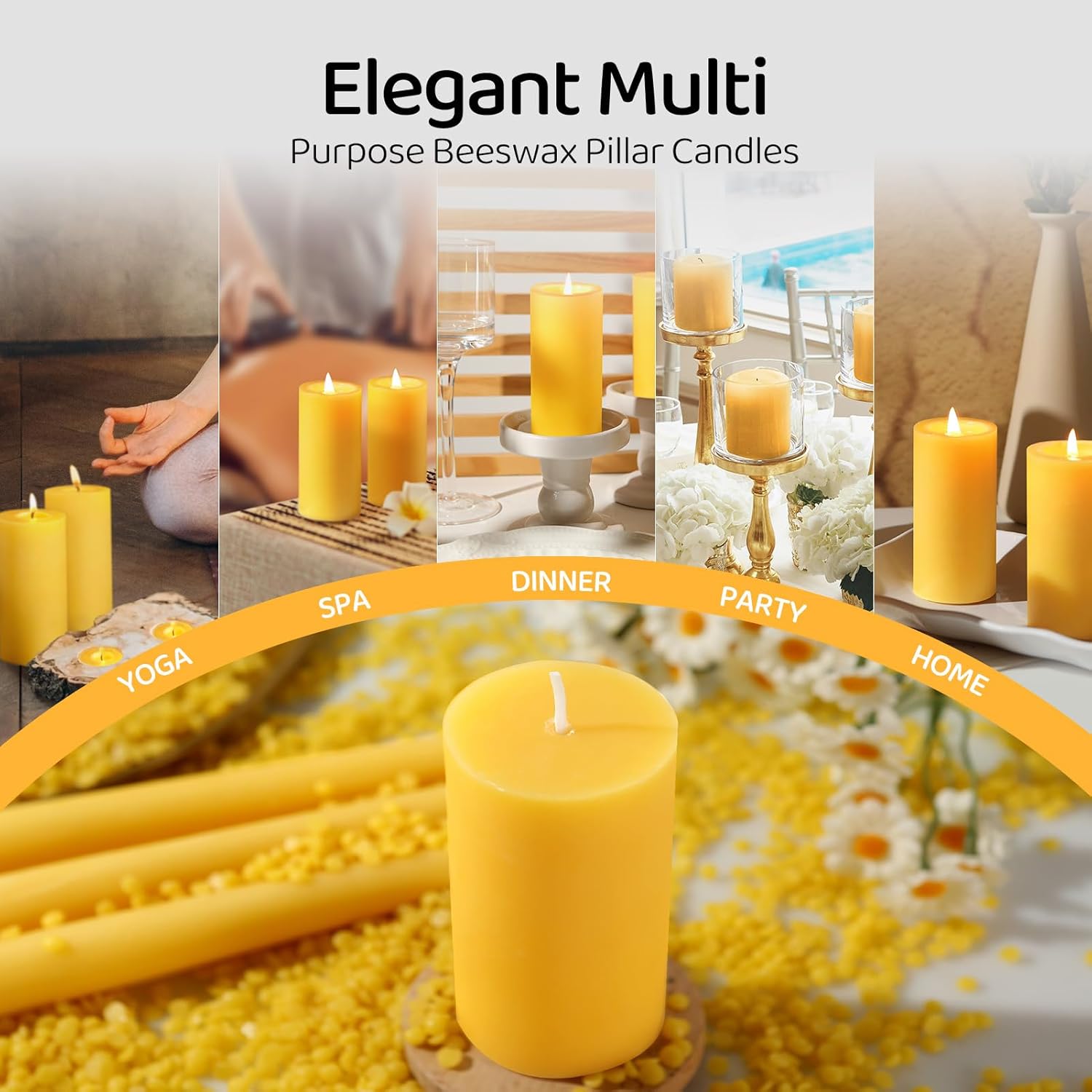 Natural Beeswax Pillar Candles,140 Hours Long Burning Pure Beeswax Candles Bulk,Unscented Bees Wax Candle for Home,Prayer,Dripless Smokeless Organic 100% Pillar Candles 2x4in-4pack - Image 9