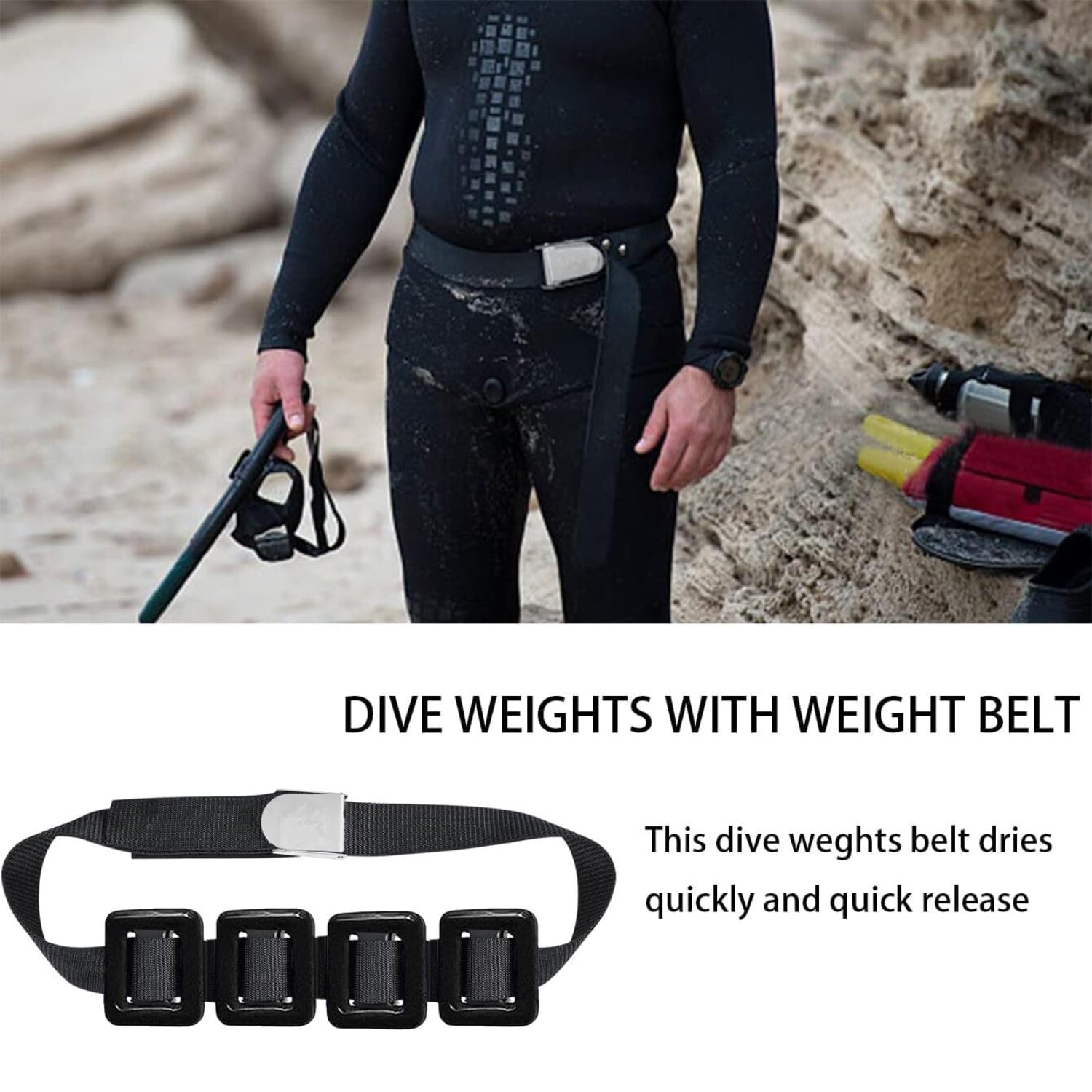 Plombs de plongée pour ceinture de poids de plongée (1lb-4.4lb), plombs de plongée en nylon pour apnée et pêche à la harpon avec ceinture métallique à déverrouillage rapide