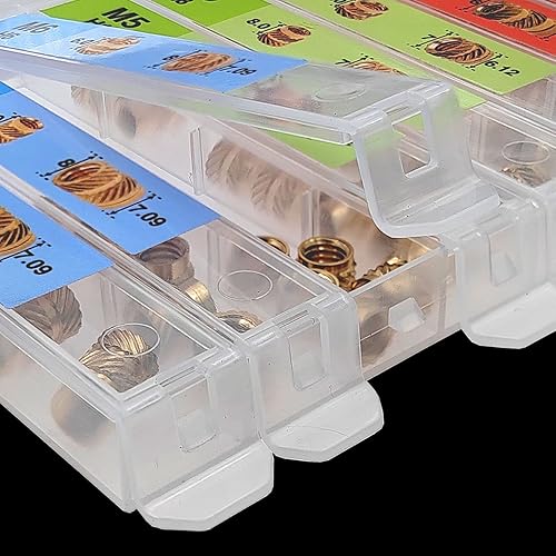 Miniatura 3 de EEEEE M2 M2.5 M3 M4 M5 M6 (314 piezas) insertos roscados métricos para juego de calor de plástico, inserción de tuerca moleteada, kit surtido de