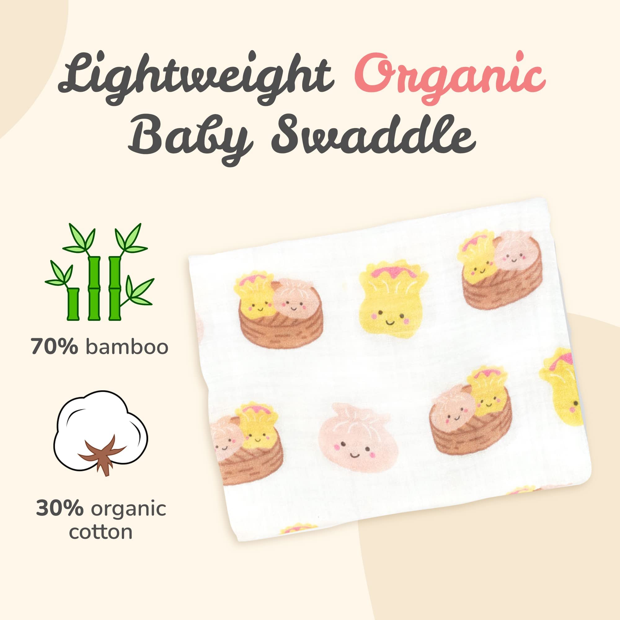 The Wee Bean Mezcla de bambú orgánico Swaddle - Dim Sum