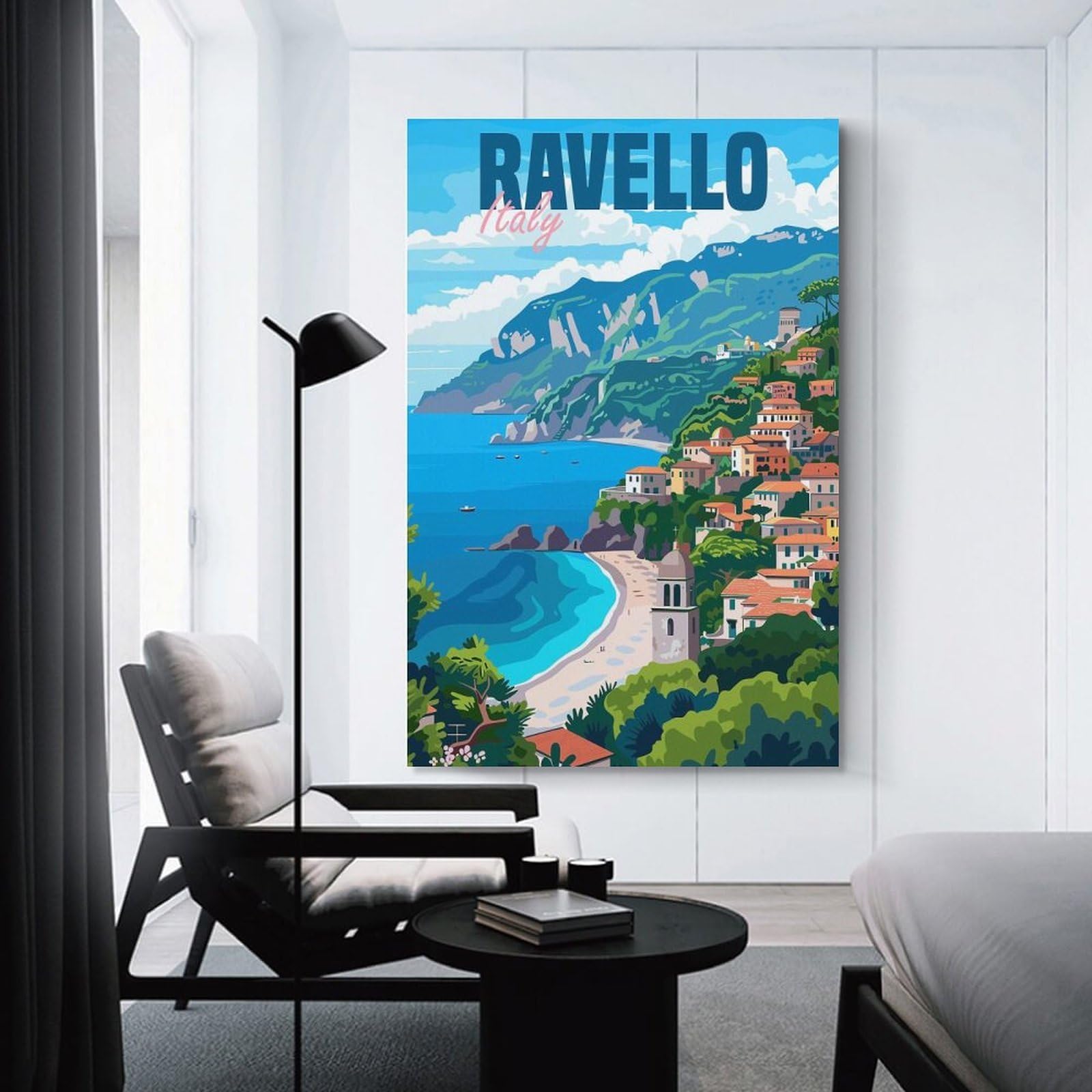 Junmoney Ravello Italy Canvas Wall Art 20x30inch(50x75cm), for Wall Displays, Bedrooms Or Room Updates, Ideal for Building A Coordinated Art Wall
