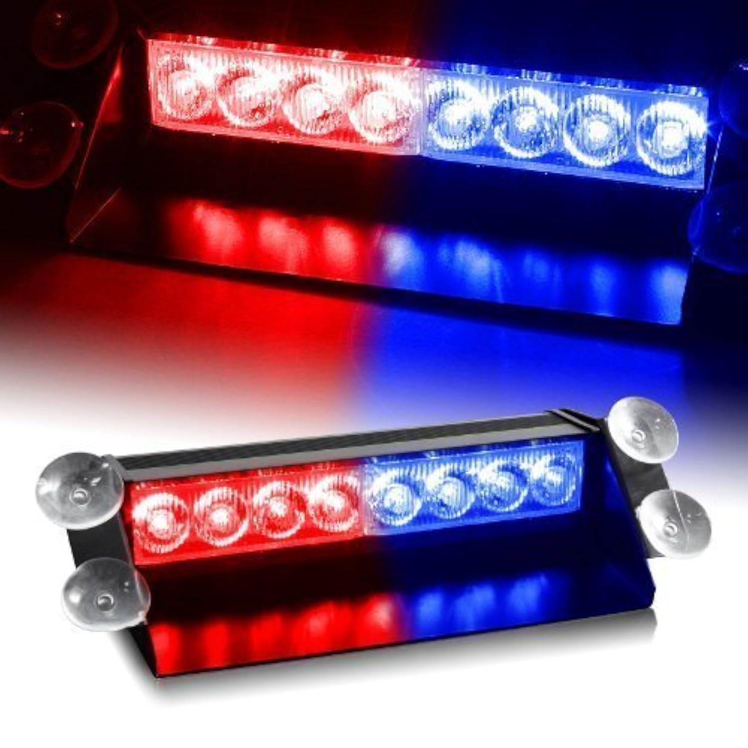 8-LED Car Dashboard Strobe Flash Light, Red and Blue, 3 Flashing Modes, Windshield Police Warning Light for All Cars-image-41