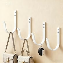 Heavy Duty Metal Wall Hooks 22LB, 4 Pcs White Large Coat Hooks Wall Mount