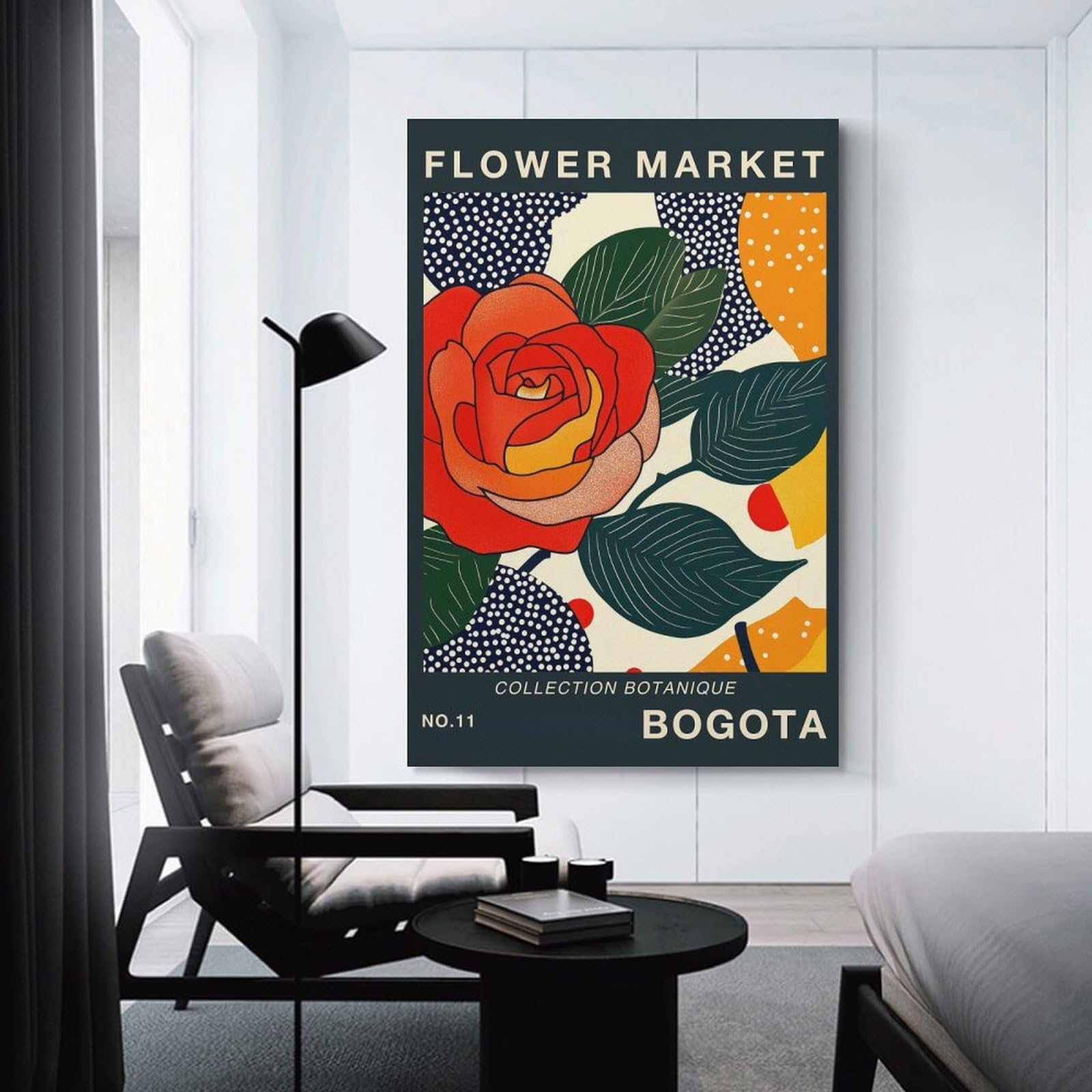 Junmoney Decorative Canvas Print Bogota Flower Market Poster, 16x24inch(40x60cm), for Home Office, Desk Area Or Studio, Home Office Artwork with Decorative Appeal
