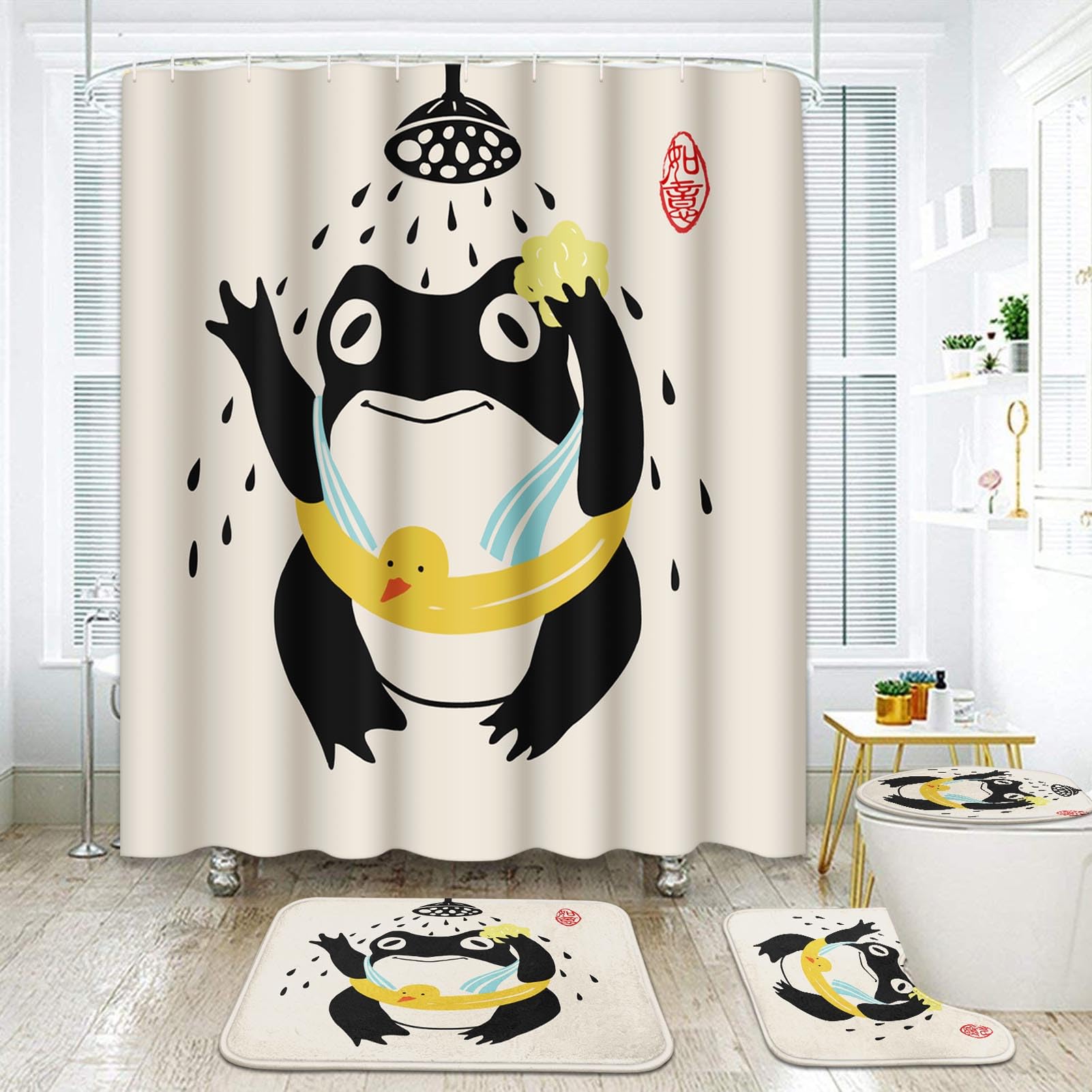 Ensemble salle de bain grenouille canard style japonais 4 pcs
