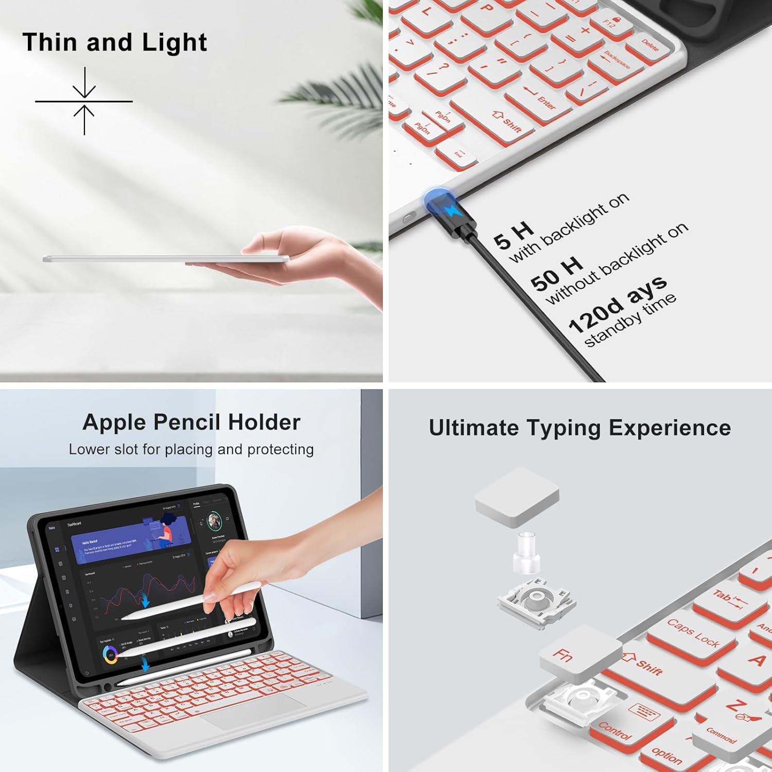 for iPad 11th 10th Generation Case with Keyboard, 7 Color Backlit, Multi-Touch Trackpad, Detachable Wireless Bluetooth Keyboard Cover for iPad 11 inch A16 2025 10th Gen 10.9 Inch 2022, RoseGold