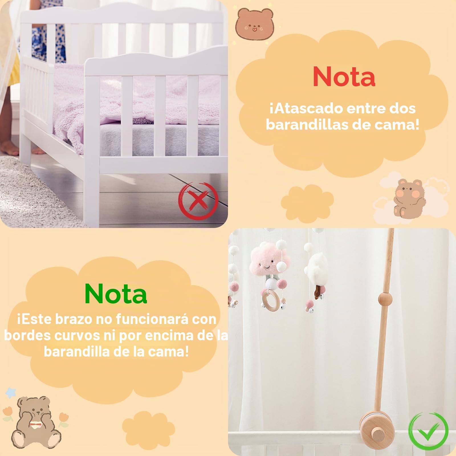 Litimkat Soporte Móvil de Madera para Bebé, soporte móvil para bebé de altura ajustable, hecho de madera, adecuado para cunas y cambiadores